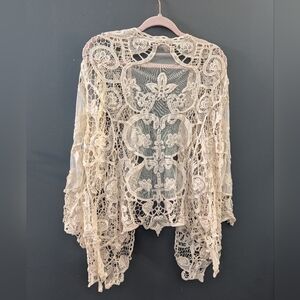 Indigo Thread Co Elegant Lace Crochet Cardigan Women's Size 1X/2X